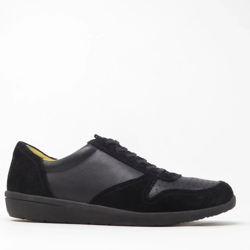 Vionic Womens Karigan Orthotic Sneakers Black Leather Suede Lace Up 8